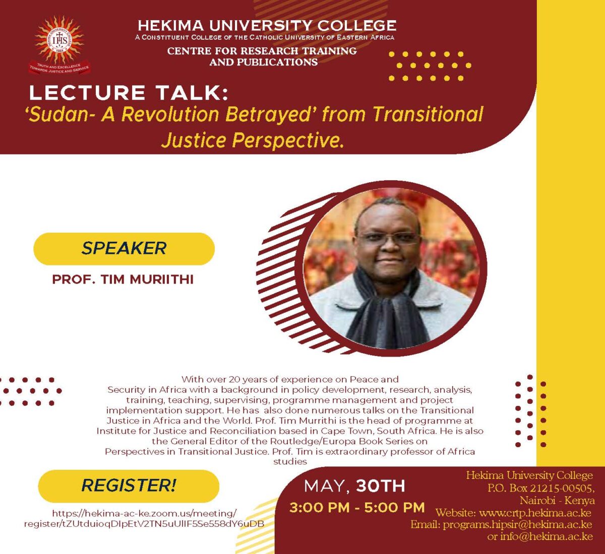 "Sudan - A Revolution Betrayed' - From Transitional Justice Perspective